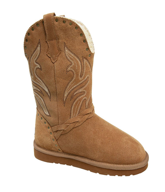 Fur Lined Ladies western-style pull on boot Chestnut