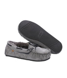 Ladies fur-lined slipper moccasins CHARCOAL