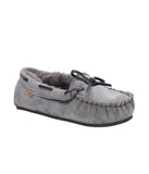 Ladies fur-lined slipper moccasins CHARCOAL