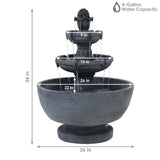 34"H Electric Polyresin 3-Tier Budding Fruition Water Fountain