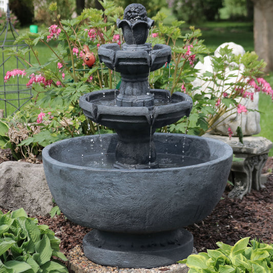 34"H Electric Polyresin 3-Tier Budding Fruition Water Fountain