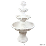 52"H Electric Fiberglass 4-Tier Fruit Top Water Fountain, White Finish