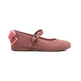 Suede Mary Janes with Velvet Bow