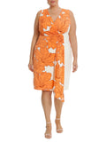 Plus Size Faux Wrap Floral Dress