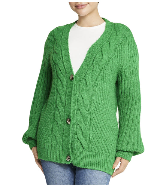 Deep V Cable Cardigan