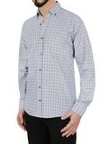 Windowpane Checkered Dress Shirt in Grey