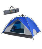 Instant Pop-up Camping Tent, Bag, Ground Stake & Windproof Rope Set (4 Person) Blue