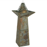 40"H Electric Natural Slate Layered Pyramid Tiered Water Fountain with LED Light