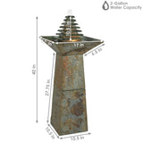 40"H Electric Natural Slate Layered Pyramid Tiered Water Fountain with LED Light