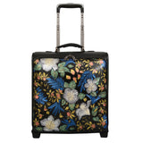 Gardenia Vibrant Colored Embossed Floral Rolling Carry-on Suitcase with Four 360 Degree Wheels