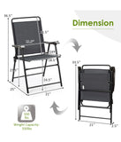 Outdoor Patio Folding Portable Chair For Camping Lawn Garden With Armrest Set of 4 Grey