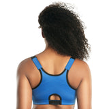 Wave Front Zipper Sports Bra-Nautical Blue-32D-2