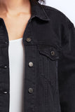 Jimmy Long Sleeve Denim Jacket Raw Hem Details, Side Pockets