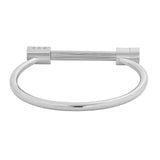 D Shaped Bar with CZ Shackle Cuff Bracelet