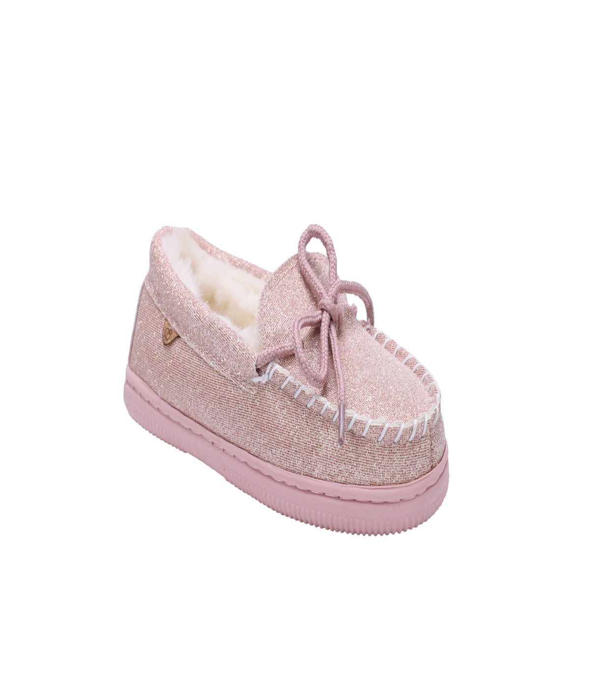 Classic Kids Moc with suede upper and fur lining Pink Glitter