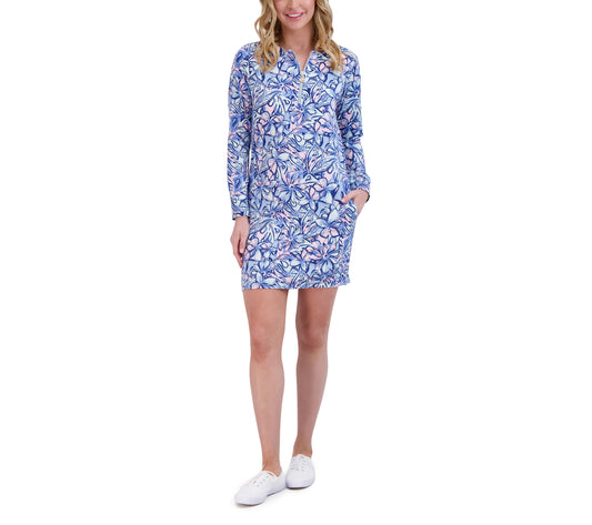 LONG SLEEVE QUARTER ZIP DRESS-PURPLE HAZE/LILAC