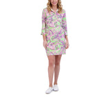 3/4 SLEEVE COLLAR DRESS-LILAC