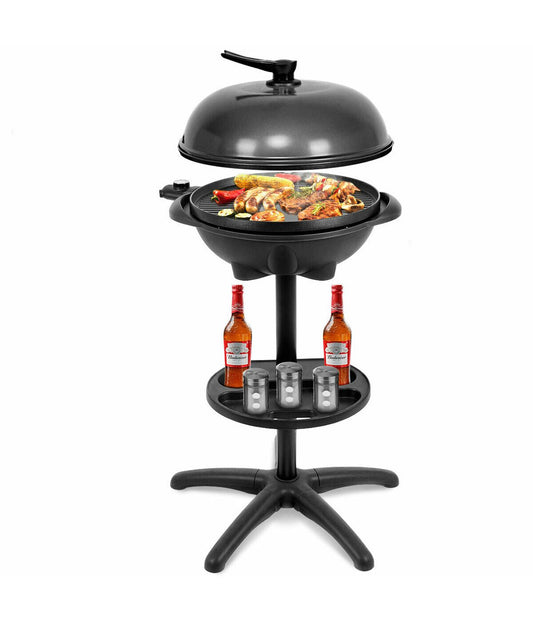 Electric BBQ Grill 1350W Non-stick 4 Temperature Setting Outdoor Garden Camping Black