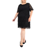 Elbow Sleeve Lace Dress - Plus