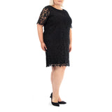 Elbow Sleeve Lace Dress - Plus