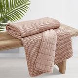 Mills Waffle Quilted Throw Blush