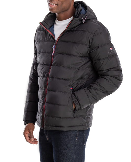 Qulited Hooded Packable Puffer Black