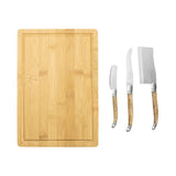 Laguiole Connoisseur Olive Wood Cheese Knives & Bamboo Cheese Board Set