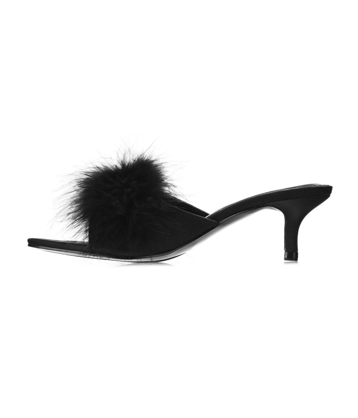 Women's Mona Marabou Hard Sole Slender Heel Slipper Black – Gordmans