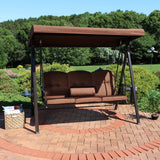 3-Person Patio Swing with Adjustable Canopy and Cushions