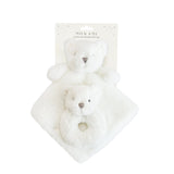 Beaumont Luxe White Bear Lovie and Rattle Set