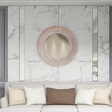 Round Natural Wood & Whitewashed Wood Wall Mirror