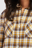 Long Sleeve Button Down Shirt, Chest Patch Pockets Shirred Shoulder Detail