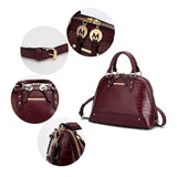 MKF Collection Nora Croco Women's Top-handle Satchel Handbag by Mia K-Purple-4
