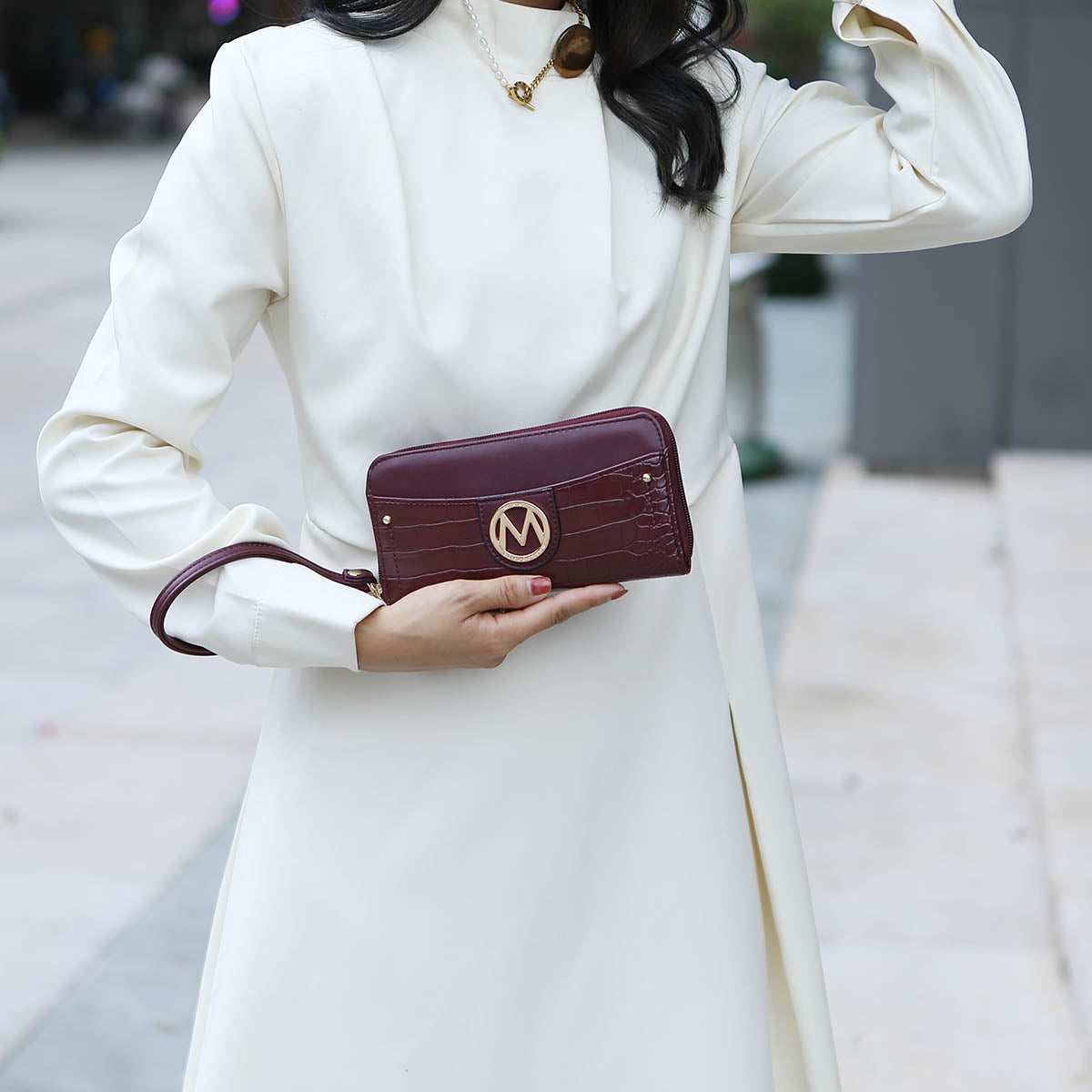 MKF Collection Nora Croco Women's Top-handle Satchel Handbag by Mia K-Purple-3