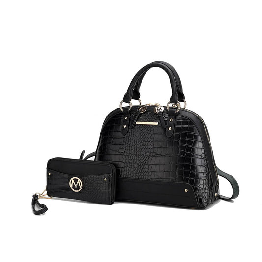 MKF Collection Nora Croco Women's Top-handle Satchel Handbag by Mia K-Black-One Size-1