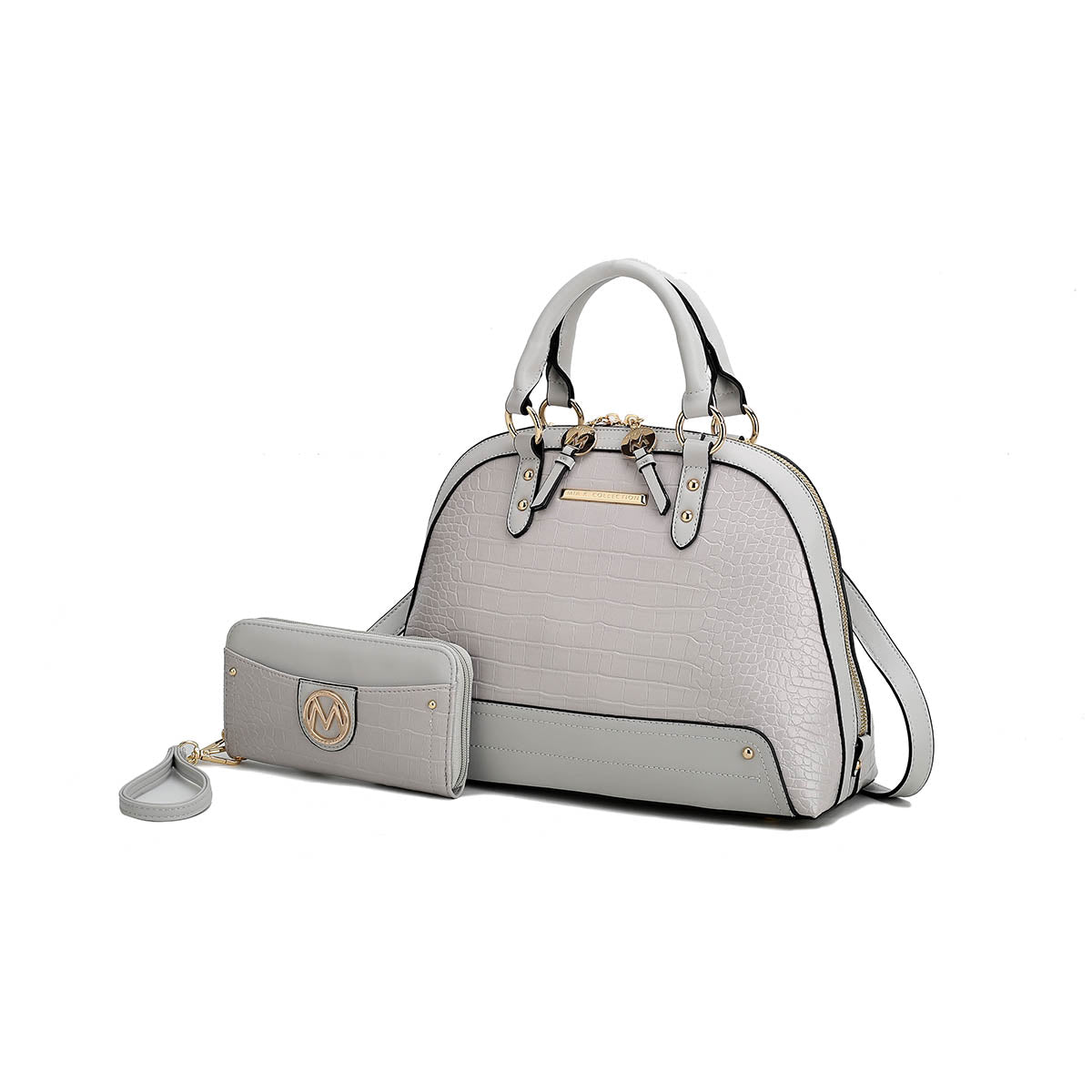 MKF Collection Nora Croco Women's Top-handle Satchel Handbag by Mia K-Gray-One Size-1