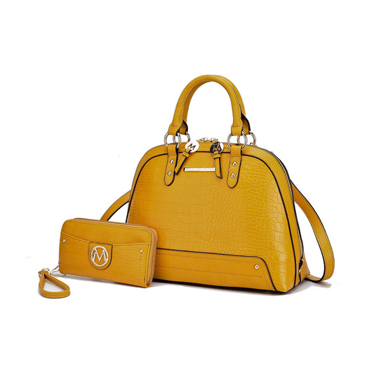 MKF Collection Nora Croco Women's Top-handle Satchel Handbag by Mia K-Mustard-One Size-1