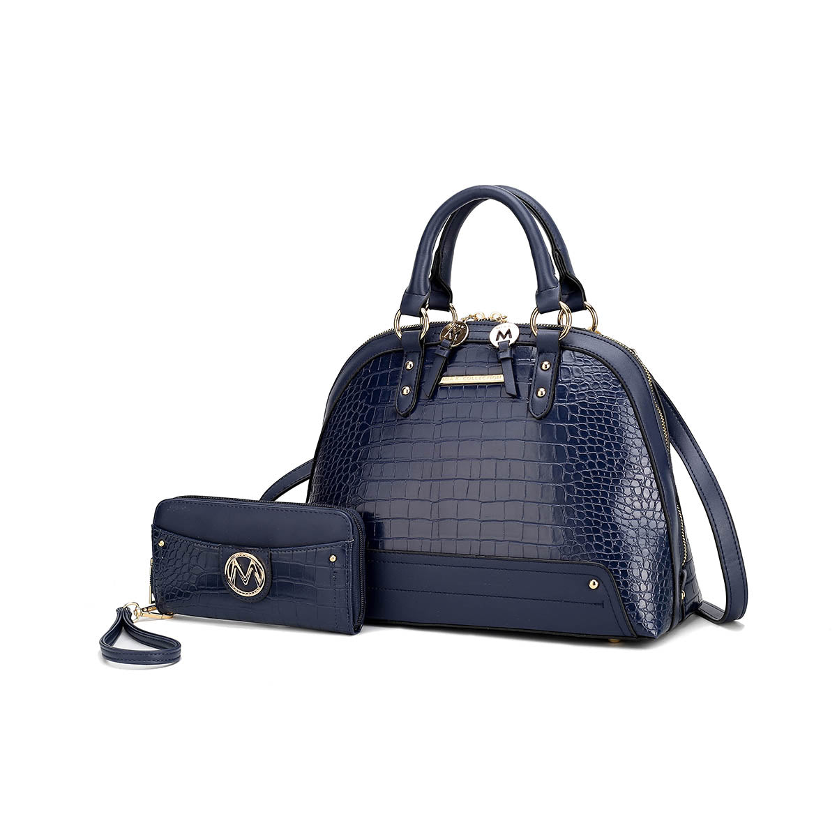 MKF Collection Nora Croco Women's Top-handle Satchel Handbag by Mia K-Navy-One Size-1