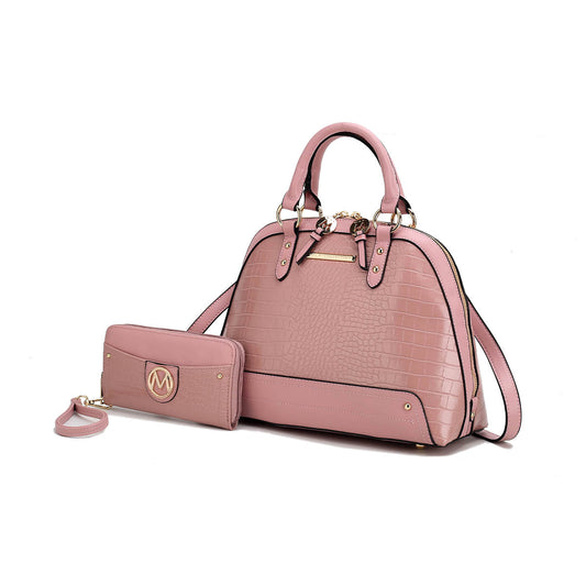 MKF Collection Nora Croco Women's Top-handle Satchel Handbag by Mia K-Rose-One Size-1