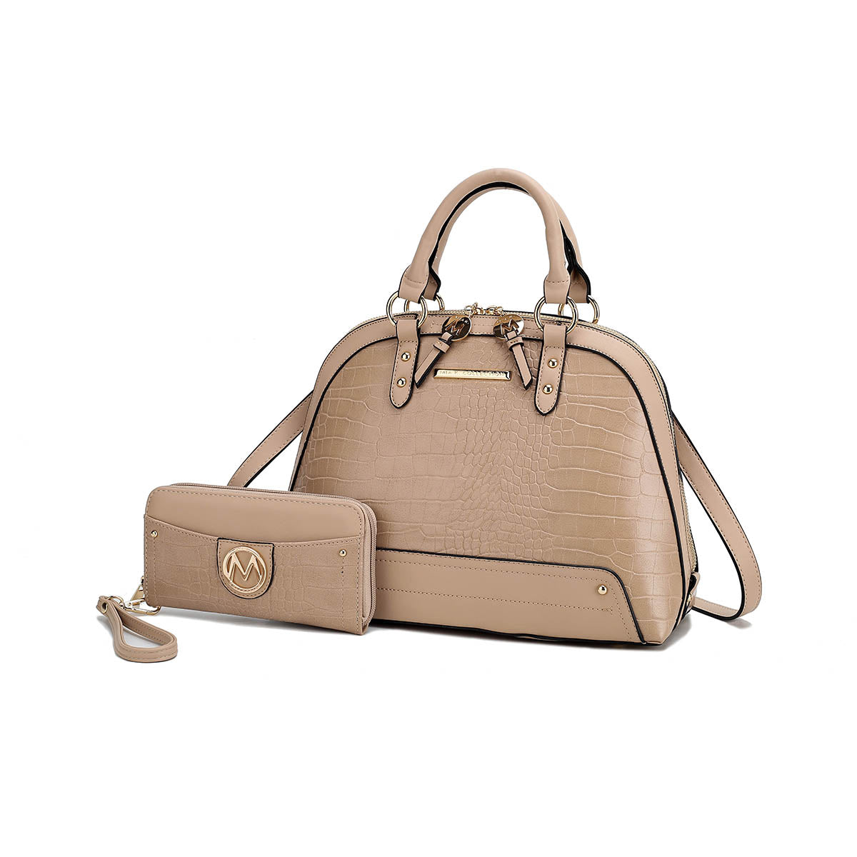 MKF Collection Nora Croco Women's Top-handle Satchel Handbag by Mia K-Taupe-One Size-1