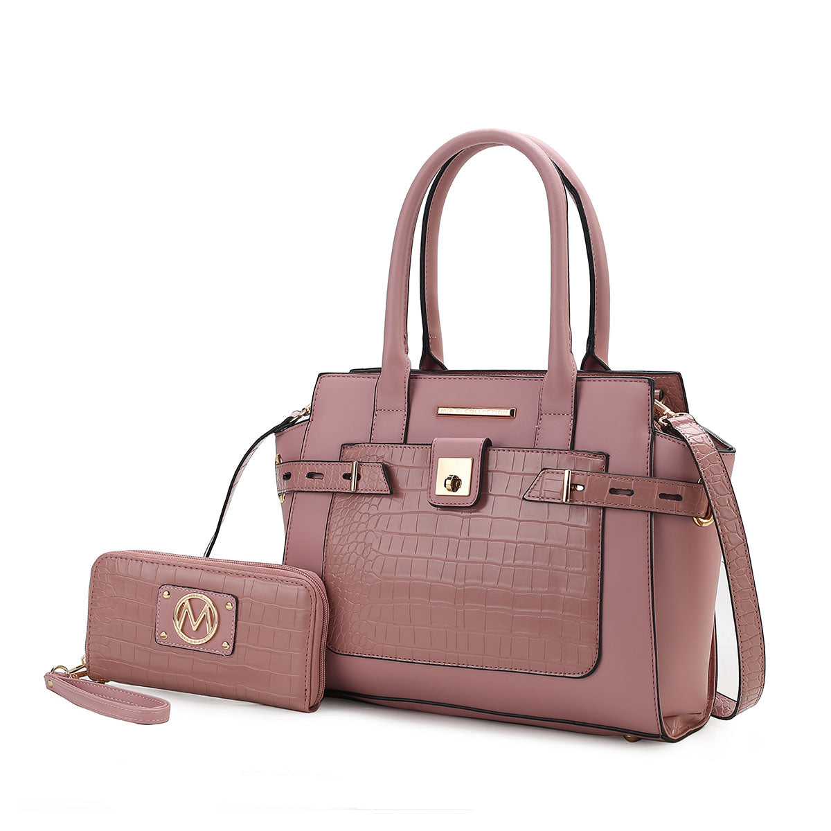 Isla Vegan Leather Women's Satchel Handbag & Wristlet Wallet 2 pcs by Mia K