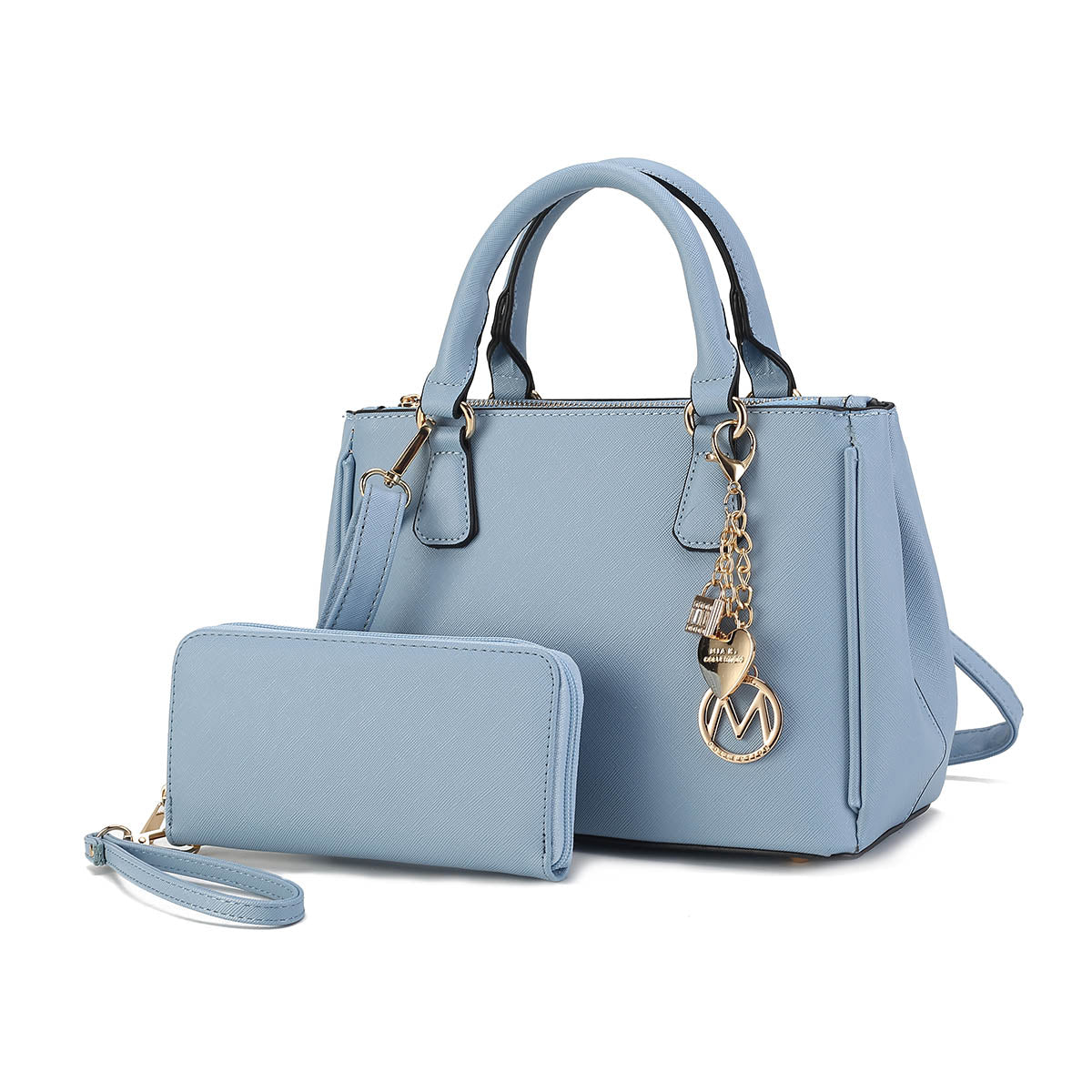 MKF Collection Ruth Vegan Leather Women's Satchel Handbag with Wristlet Wallet by Mia K-Denim-One Size-1