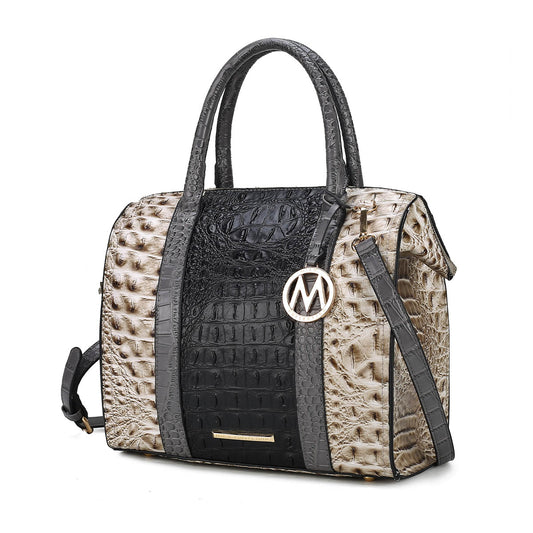 MKF Collection Ember Faux Crocodile-Embossed Vegan Leather Women's Satchel Bag by Mia K-Black-One Size-1