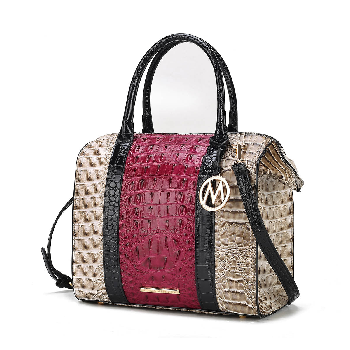 MKF Collection Ember Faux Crocodile-Embossed Vegan Leather Women's Satchel Bag by Mia K-Fuchsia-One Size-1