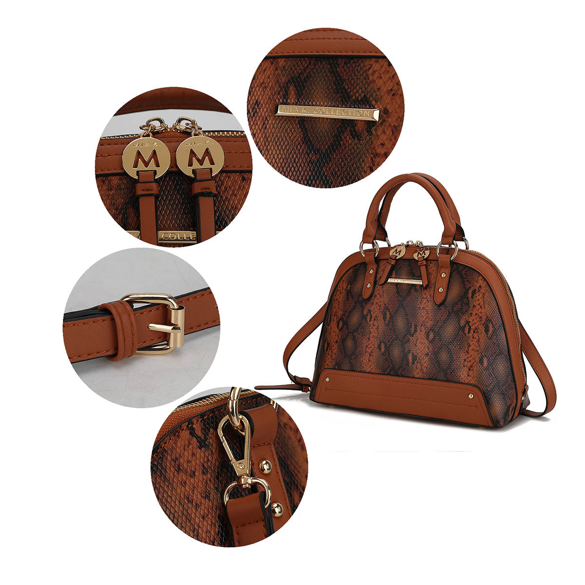 MKF Collection Frida Vegan Leather Women's Satchel Handbag and Wristlet Wallet  by Mia K-Cognac-4