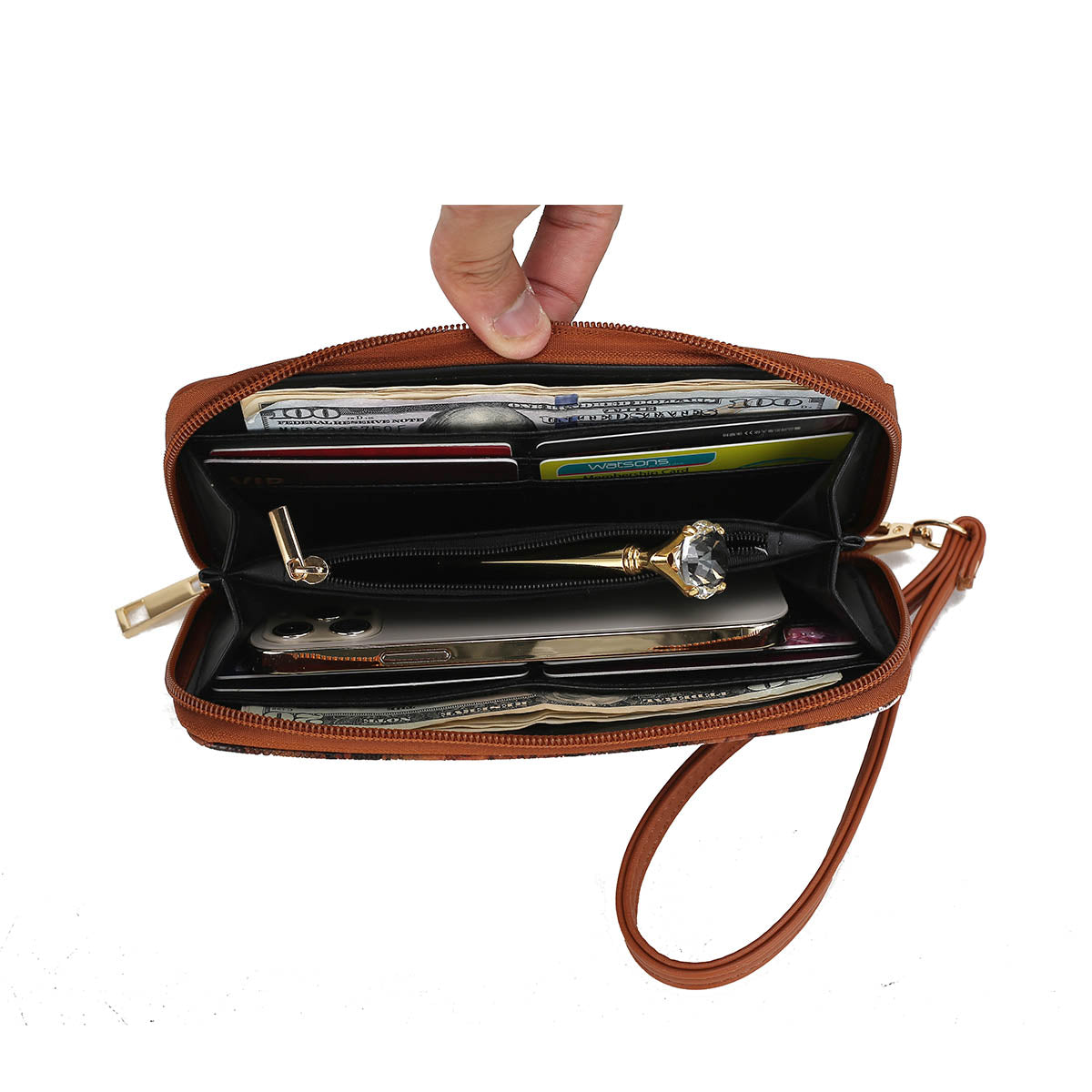 MKF Collection Frida Vegan Leather Women's Satchel Handbag and Wristlet Wallet  by Mia K-Cognac-8