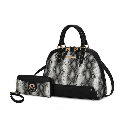 MKF Collection Frida Vegan Leather Women's Satchel Handbag and Wristlet Wallet  by Mia K-Black-One Size-1