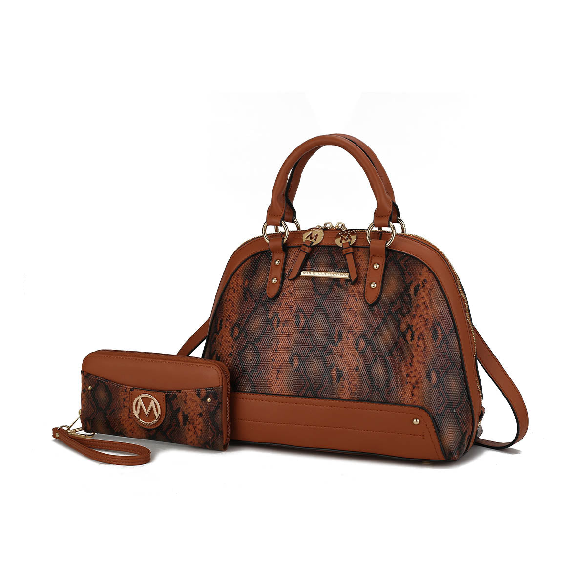 MKF Collection Frida Vegan Leather Women's Satchel Handbag and Wristlet Wallet  by Mia K-Cognac-One Size-1