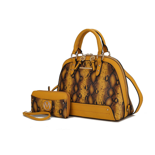 MKF Collection Frida Vegan Leather Women's Satchel Handbag and Wristlet Wallet  by Mia K-Mustard-One Size-1