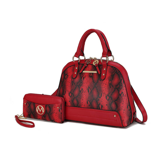 MKF Collection Frida Vegan Leather Women's Satchel Handbag and Wristlet Wallet  by Mia K-Wine-One Size-1